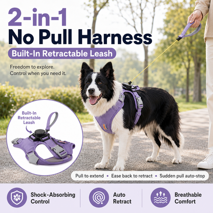 2-in-1 No-Pull Harness – Built-In Retractable Leash
