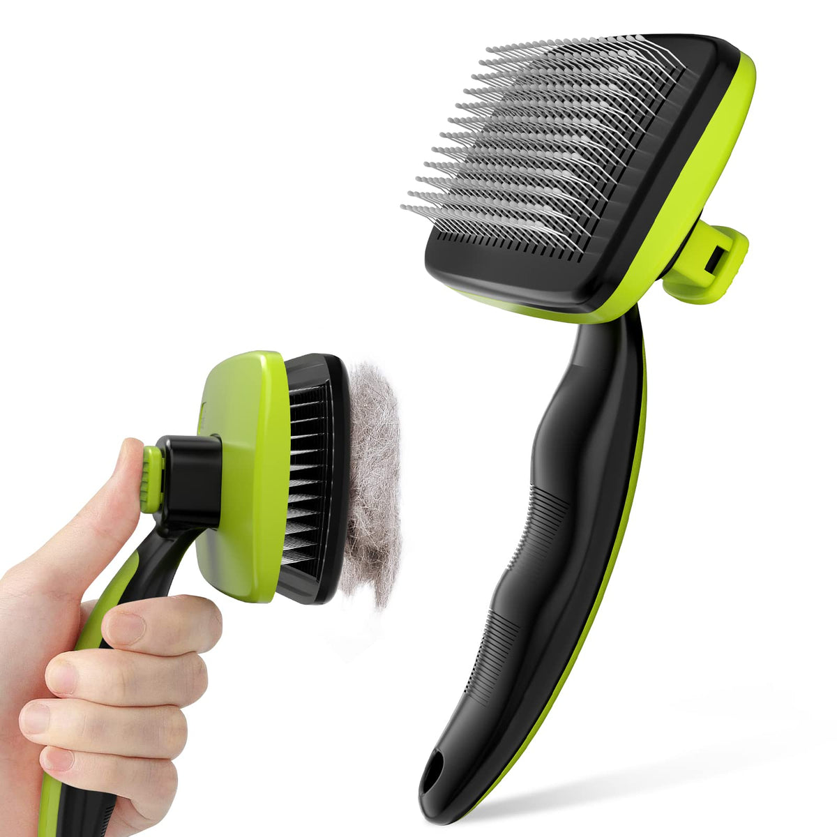 Pecute Dog & Cat Brush, Self Cleaning Slicker Grooming Comb with Round Pins