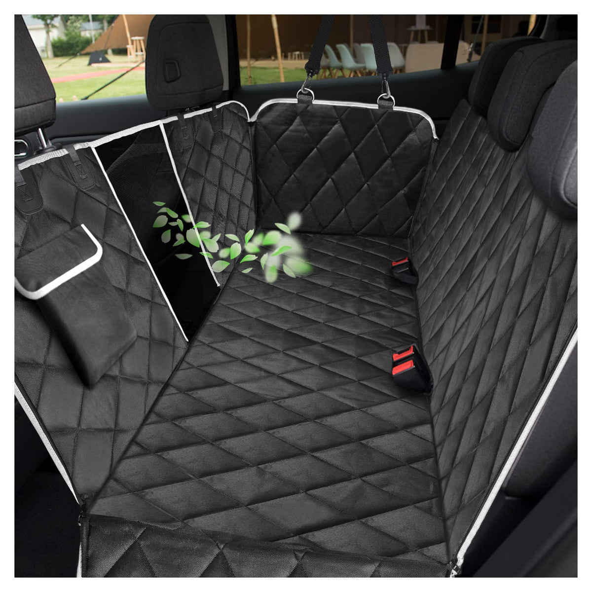 Dog Car Seat Cover, Waterproof with Mesh Window And Storage Pocket