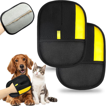 2PCS Pet Hair Remover Glove, Static Pet Hair Removal Glove, Dual-Sided Grooming Gloves, Static Removal Gloves For Dogs & Cats, Reusable Deshedding Pet Glove For Furniture, Bed, Carpet, Clothes,Sof