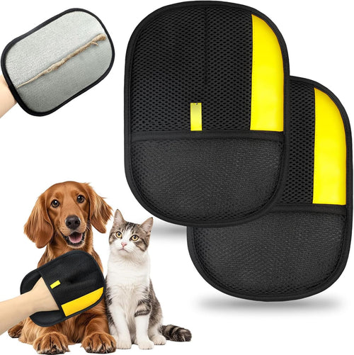 2PCS Pet Hair Remover Glove, Static Pet Hair Removal Glove, Dual-Sided Grooming Gloves, Static Removal Gloves For Dogs & Cats, Reusable Deshedding Pet Glove For Furniture, Bed, Carpet, Clothes,Sof