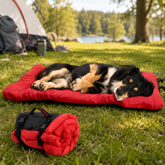 Roll-Up Outdoor Dog Bed – Clean Rest for Camping & Car