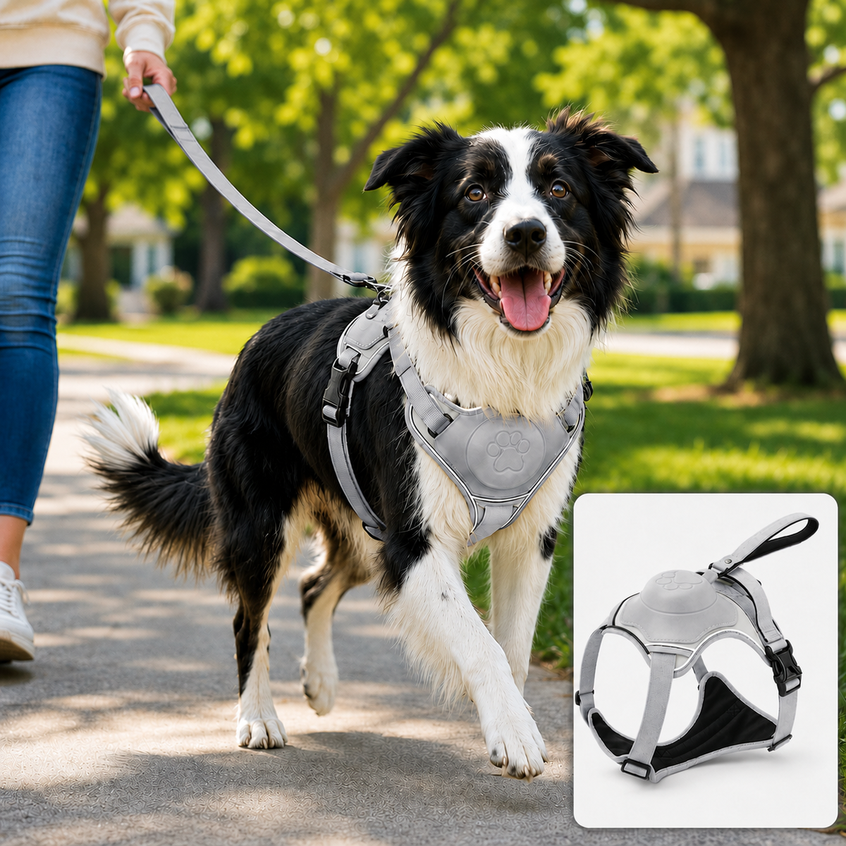 No-Pull Harness with Built-In Leash – Reflective & Safe