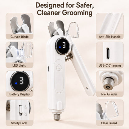2-in-1 Pet Nail Clipper & Grinder – LED for Safe Trims