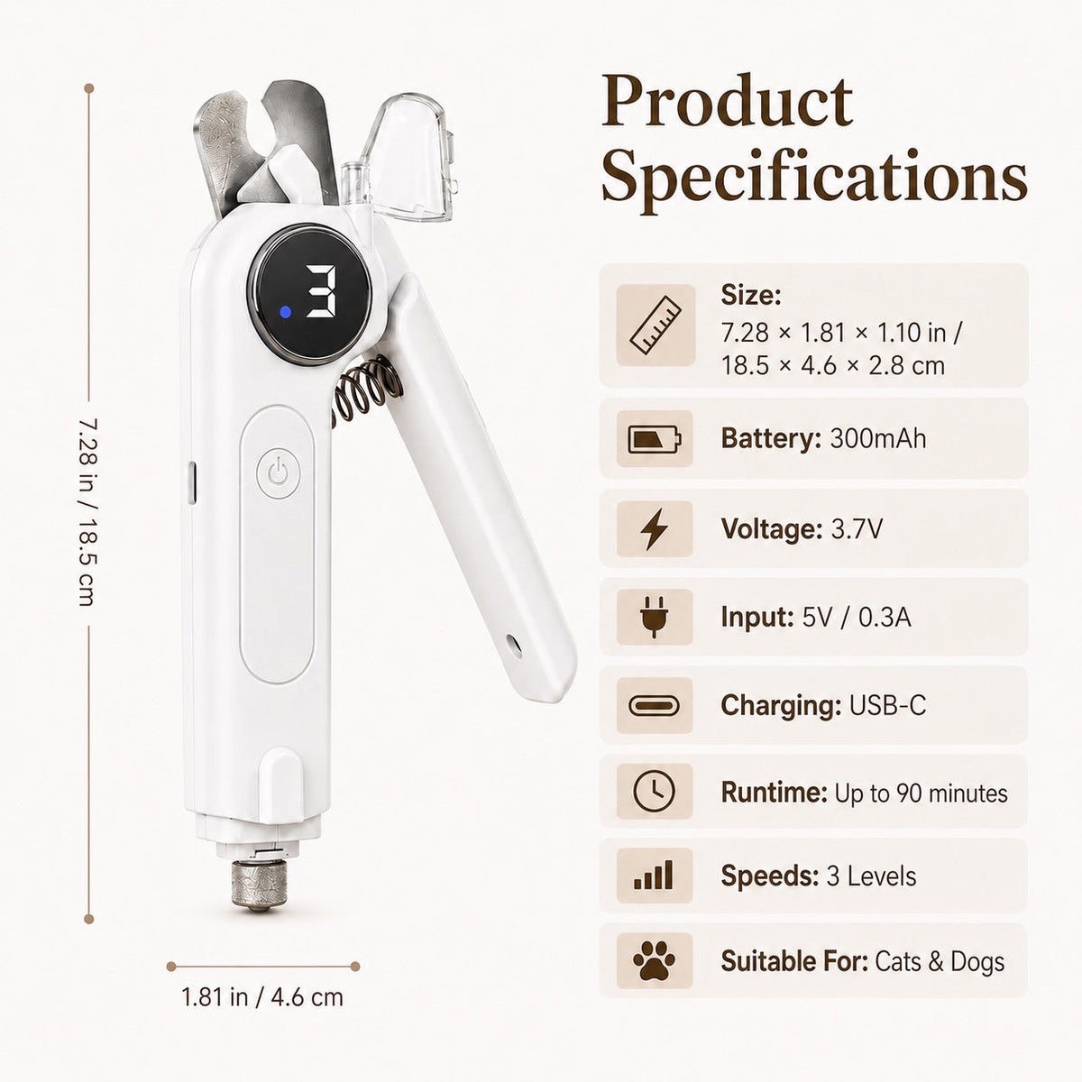 2-in-1 Pet Nail Clipper & Grinder – LED for Safe Trims