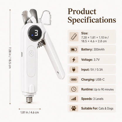 2-in-1 Pet Nail Clipper & Grinder – LED for Safe Trims