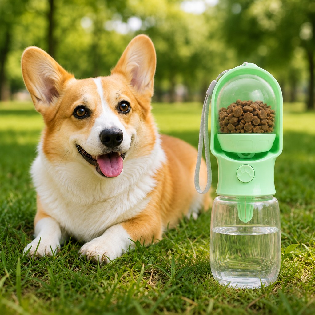2-in-1 Pet Water & Food Bottle – Hydrate & Feed on Walks
