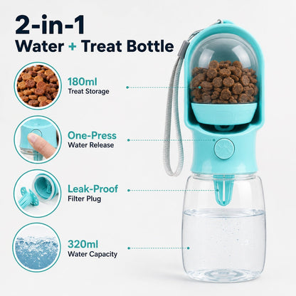 2-in-1 Pet Water & Food Bottle – Hydrate & Feed on Walks