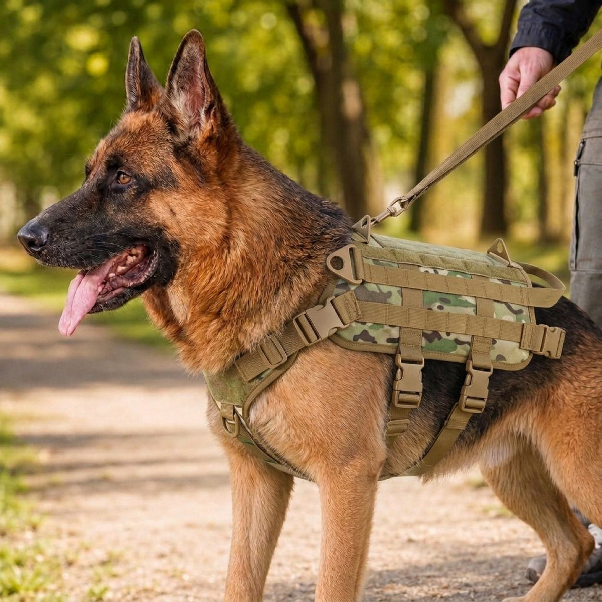 Tactical Dog Backpack Harness – Detachable Gear Pouches