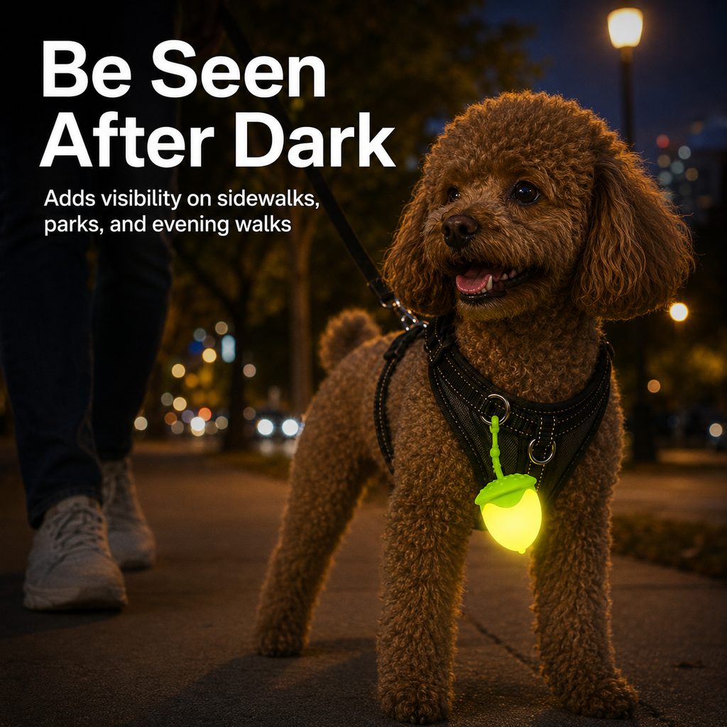 Acorn LED Pet Safety Light – Visible After Dark