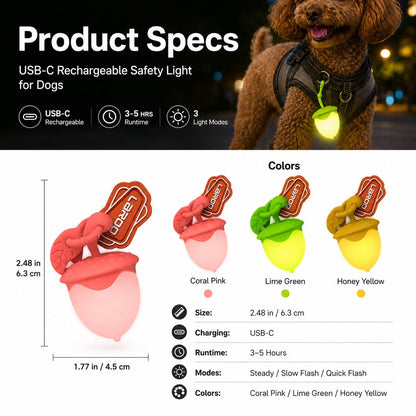 Acorn LED Pet Safety Light – Visible After Dark