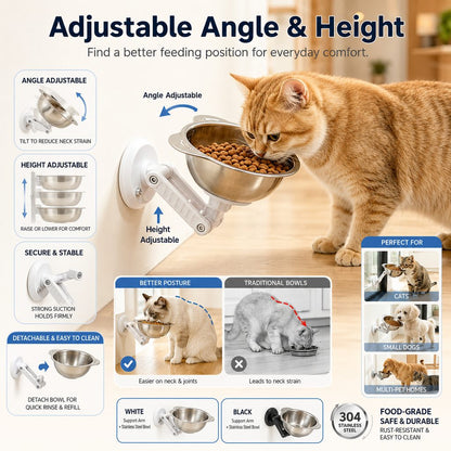 No-Drill Wall-Mounted Pet Bowl – Cleaner Floors