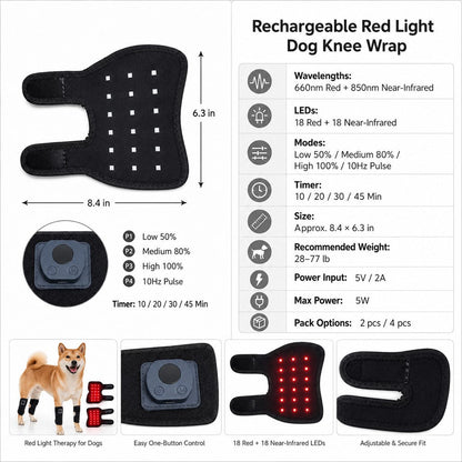 Red Light Dog Knee Wrap – Senior Joint Comfort