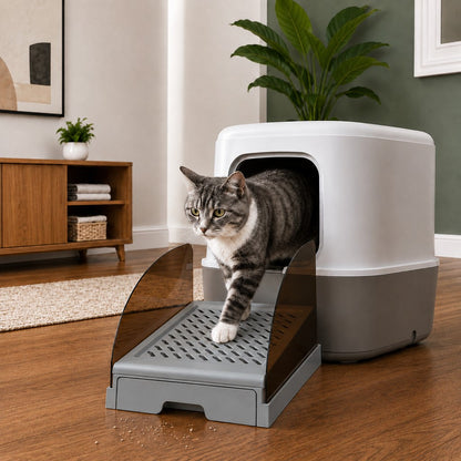 Cat Litter Box Step – Pull-Out Tray, Cleaner Floors