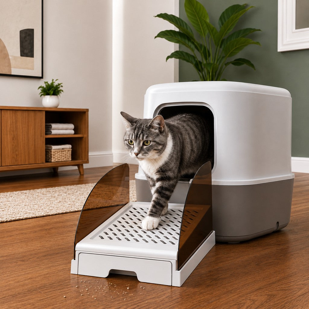 Cat Litter Box Step – Pull-Out Tray, Cleaner Floors