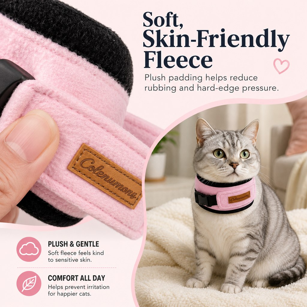 Fleece Cat Recovery Collar – Soft Anti-Lick Wrap