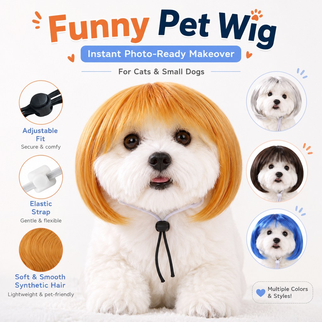 Funny Bob Pet Wig – Easy Costume Photo Prop