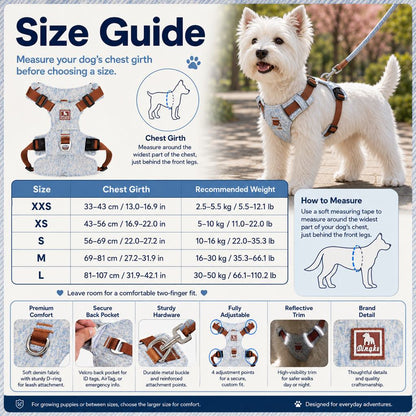 Denim No-Pull Dog Harness & Leash Set – Better Control