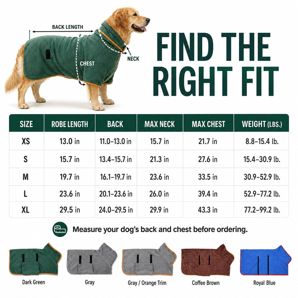 Quick-Dry Microfiber Dog Bathrobe – Less Wet-Dog Mess