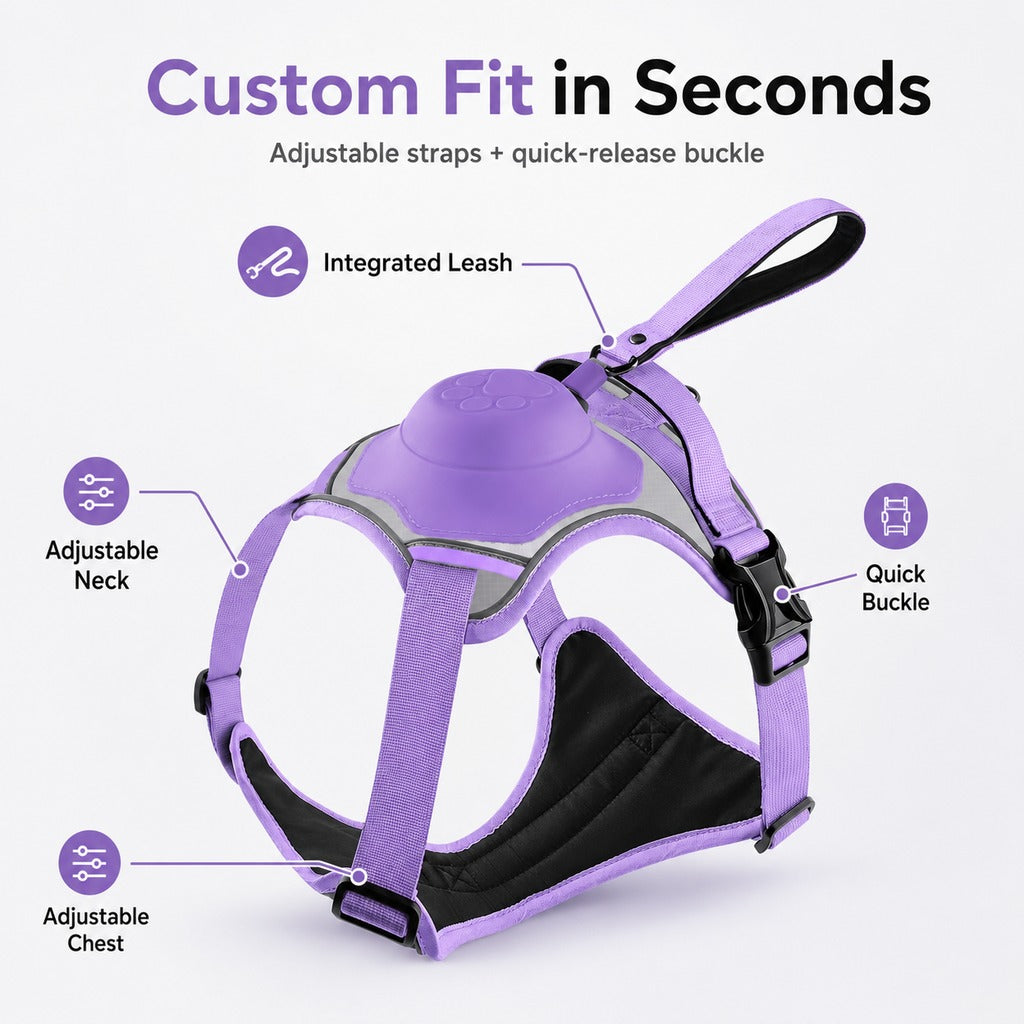 No-Pull Harness with Built-In Leash – Reflective & Safe