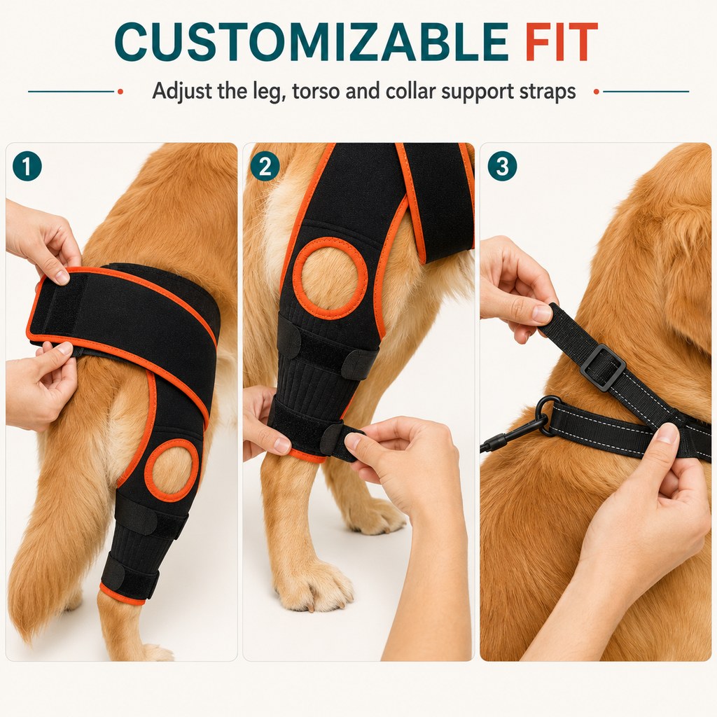 Dog Knee Brace with Support Strap – Reduces Slipping