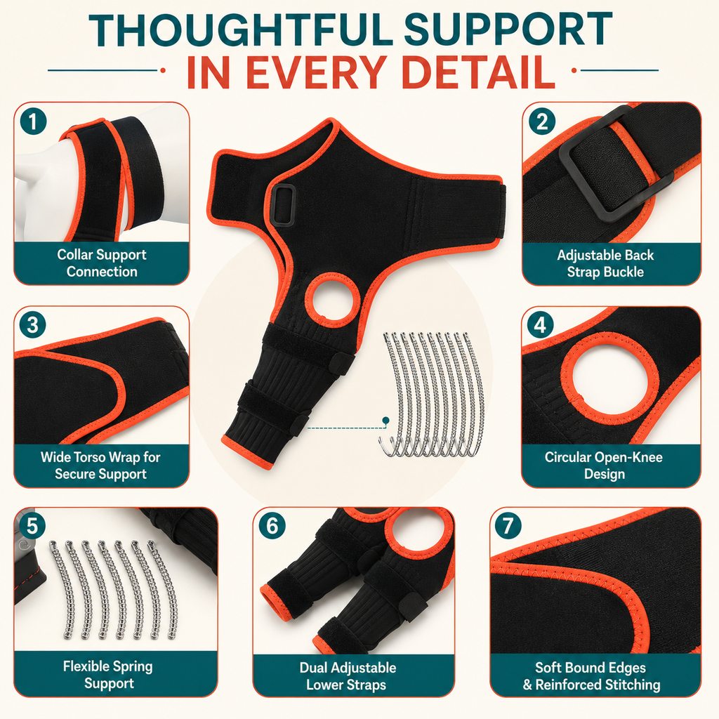 Dog Knee Brace with Support Strap – Reduces Slipping