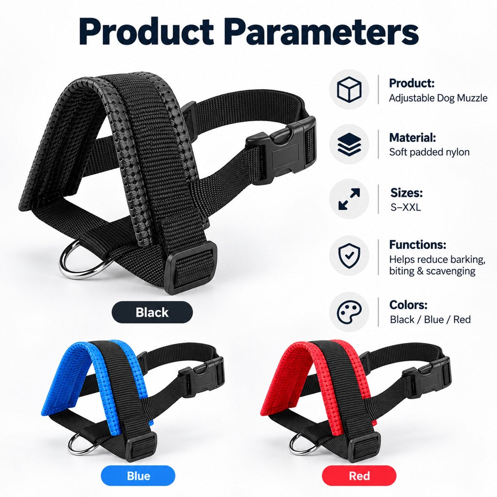 Padded Dog Muzzle – Stops Biting & Scavenging