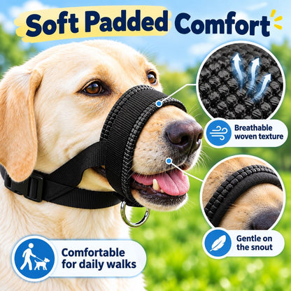 Padded Dog Muzzle – Stops Biting & Scavenging