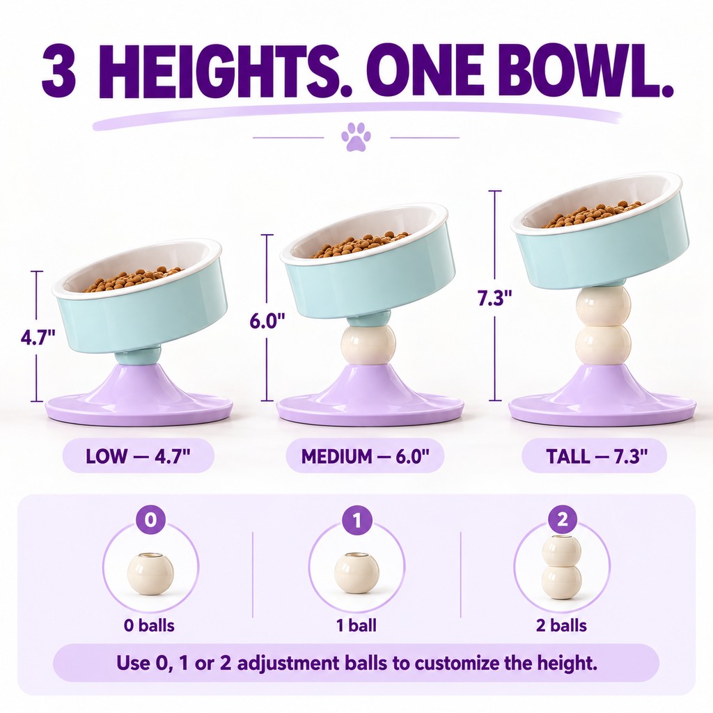 Adjustable Elevated Ceramic Pet Bowl – 20° Tilt