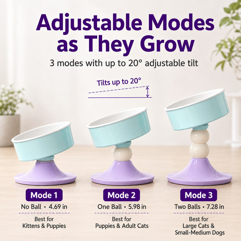 Adjustable Elevated Pet Bowl – 3 Height Modes