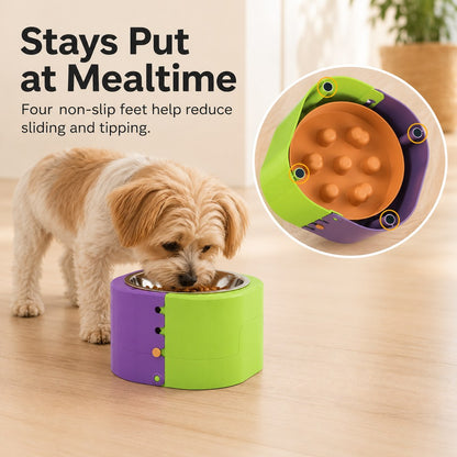 Elevated Slow Feeder Bowl – Adjustable 3 Levels