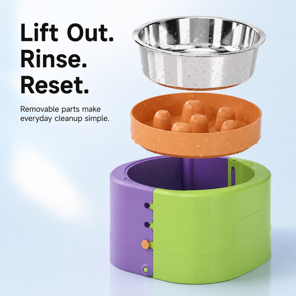 Elevated Slow Feeder Bowl – Adjustable 3 Levels