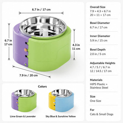 Elevated Slow Feeder Bowl – Adjustable 3 Levels