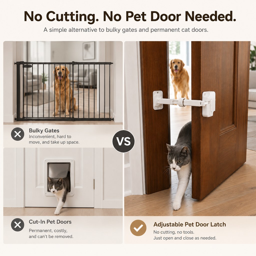 Adjustable Pet Door Latch – Cats In, Dogs Out