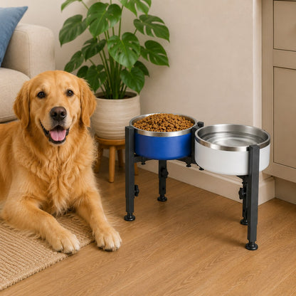 Adjustable Raised Dog Bowl Stand – No-Bend Meals