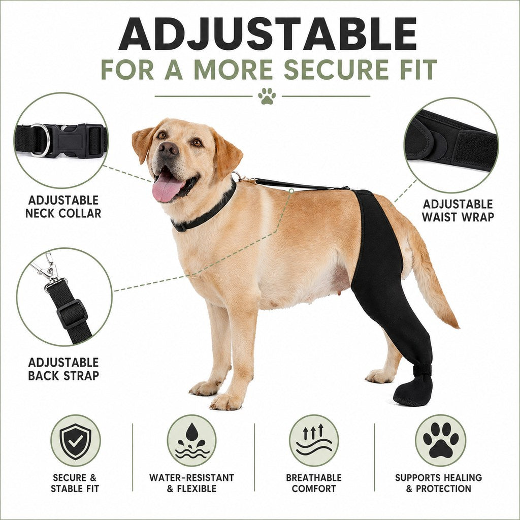 Rear Leg Recovery Sleeve with Paw Cover – Limits Licking
