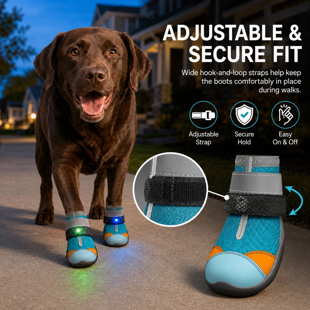 Motion-Activated LED Dog Boots – Visible at Night