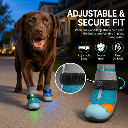Motion-Activated LED Dog Boots – Visible at Night