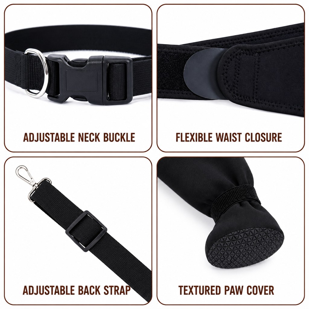 Rear Leg Recovery Sleeve with Paw Cover – Limits Licking