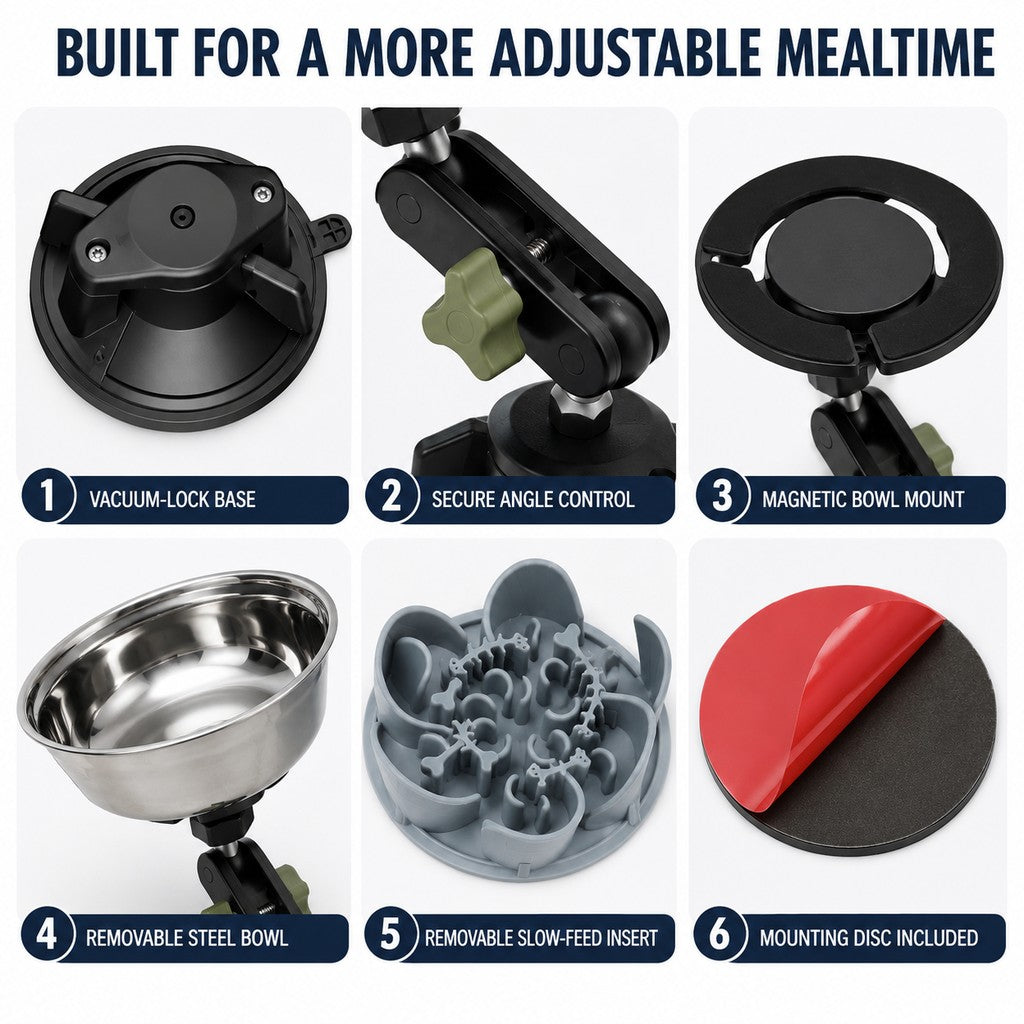 Suction Slow Feeder Bowl – Floor or Wall Setup