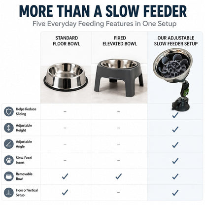 Suction Slow Feeder Bowl – Floor or Wall Setup