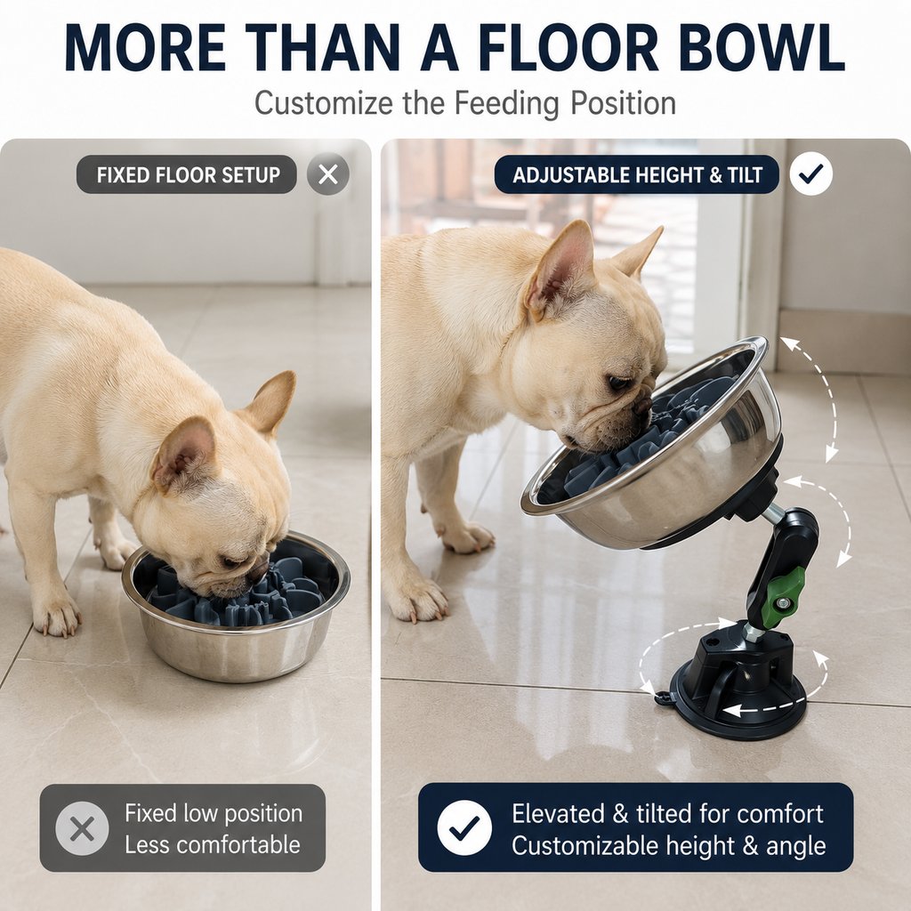 Suction Slow Feeder Bowl – Floor or Wall Setup