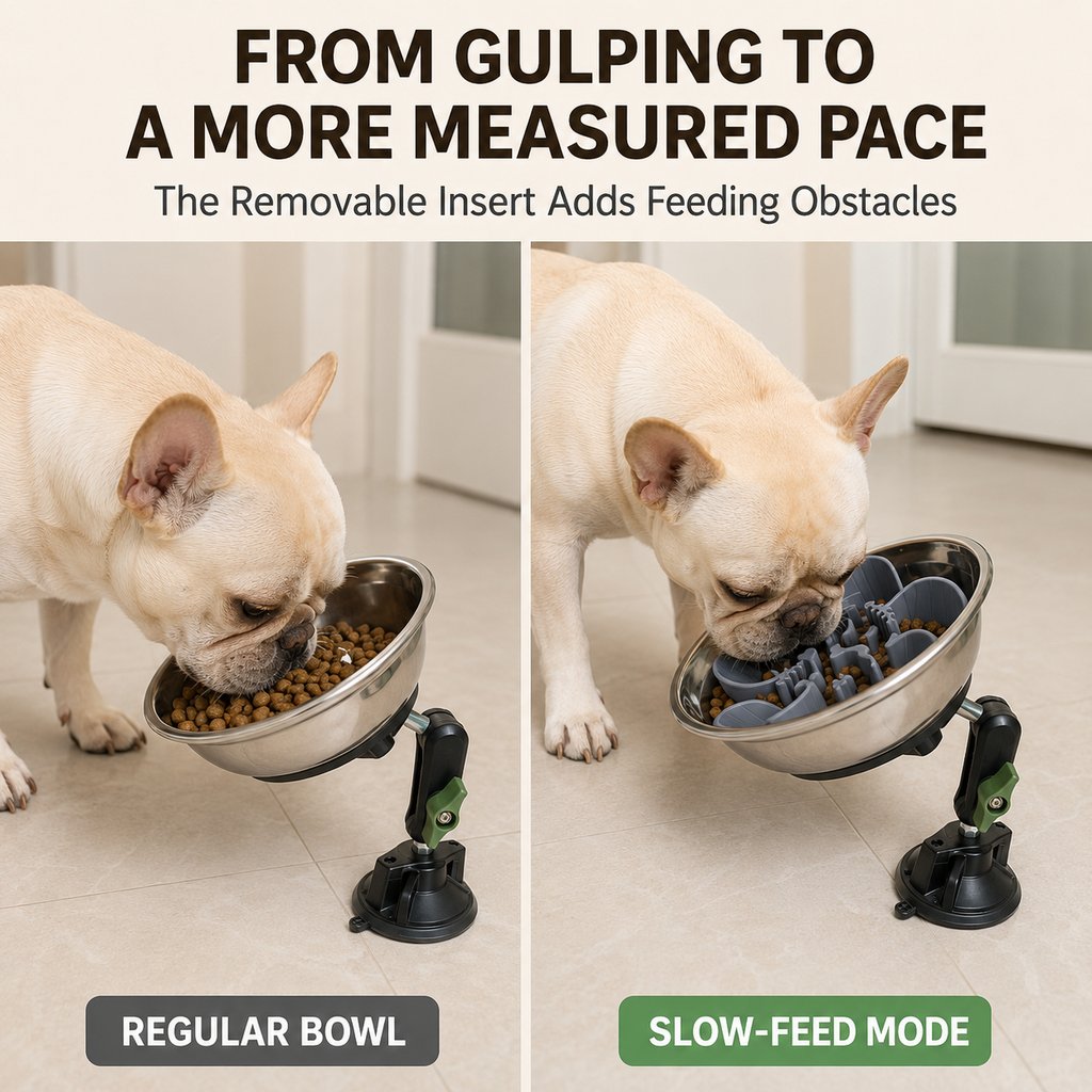 Suction Slow Feeder Bowl – Floor or Wall Setup