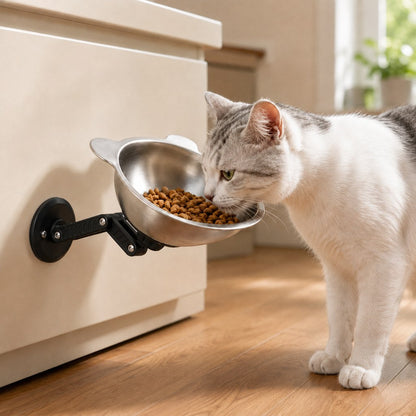 Magnetic Wall-Mounted Pet Bowl – Space-Saving Feeding