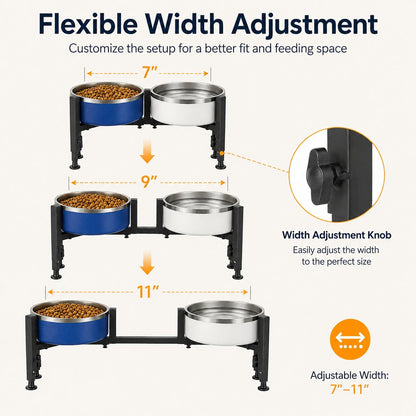 Adjustable Raised Dog Bowl Stand – No-Bend Meals