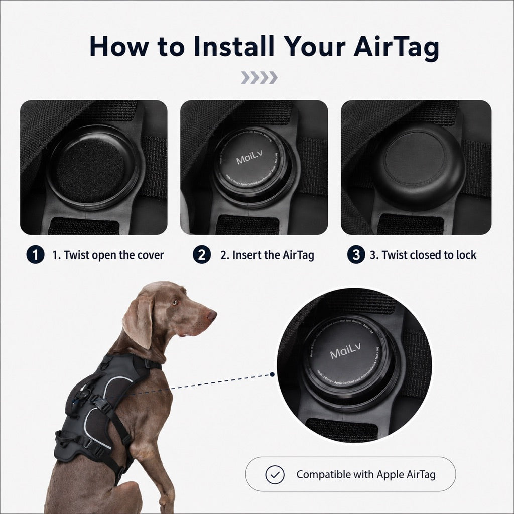 AirTag Escape-Proof Dog Harness – Secure Outdoor Walks