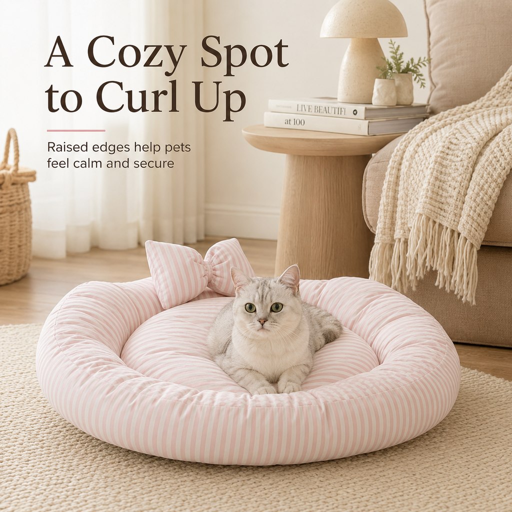All-Season Bolster Pet Bed – Pillow Included