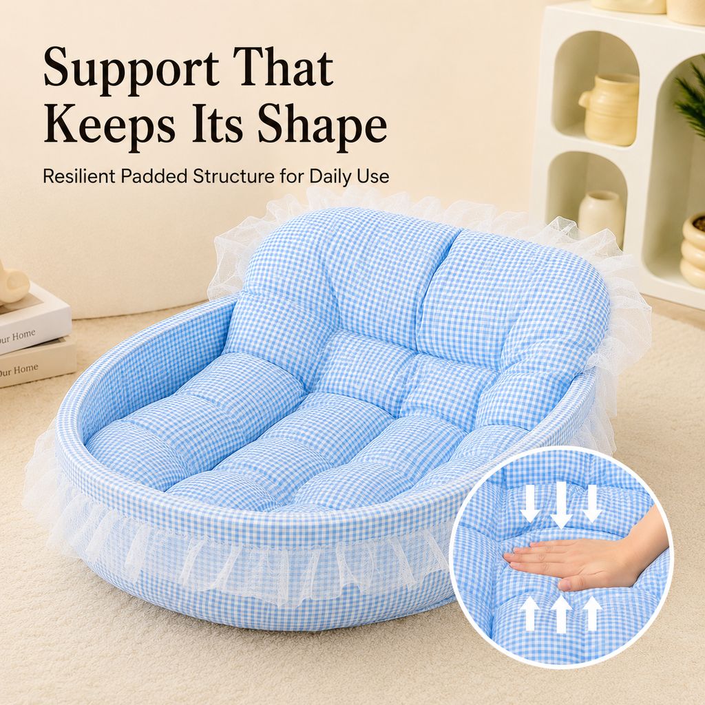 Cushioned Bolster Pet Bed – Raised Sides