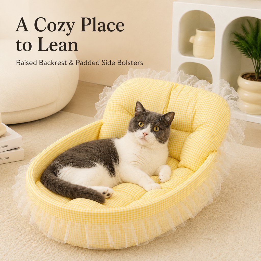 Cushioned Bolster Pet Bed – Raised Sides