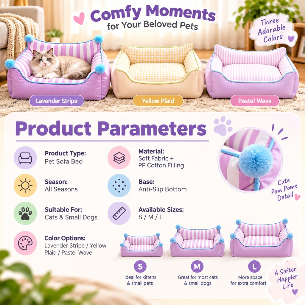All-Season Pet Sofa Bed – Bolsters & Pillow